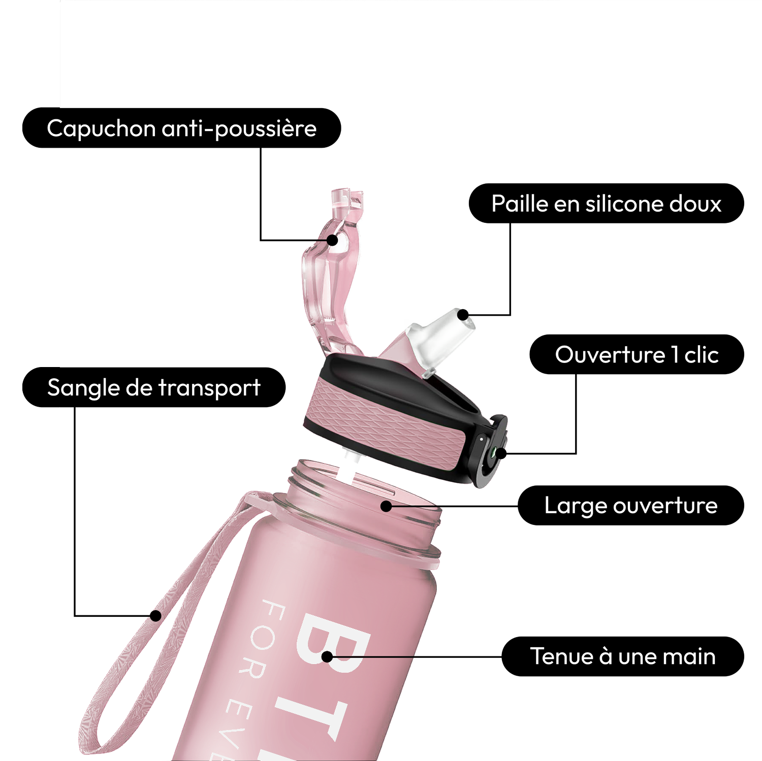 Gourde de fitness BTRND Hydra 1000ml (Pink Sakura)