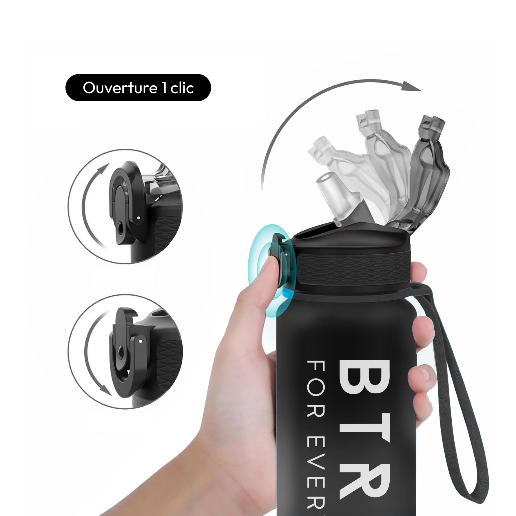 Gourde de fitness BTRND Hydra 1000ml (Black Charcoal)
