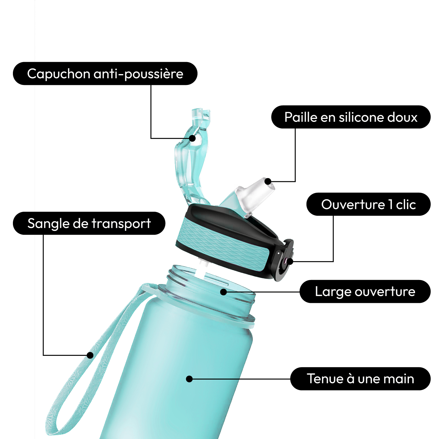 Gourde de fitness BTRND Hydra 1000ml (Blue Ice)
